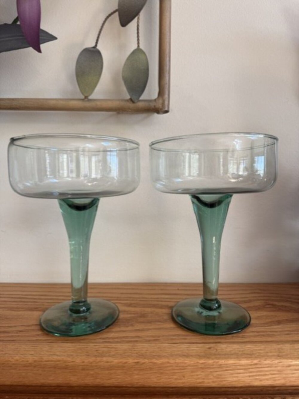 Vtg Pier I Imports Hand Blown Margarita Glasses